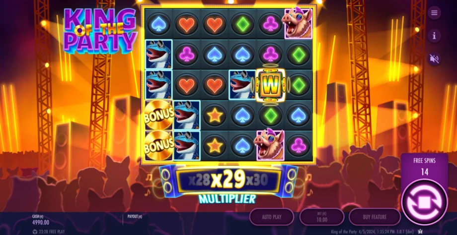 Captura del juego King of the Party, tragamonedas de Thunderkick disponible en 1win