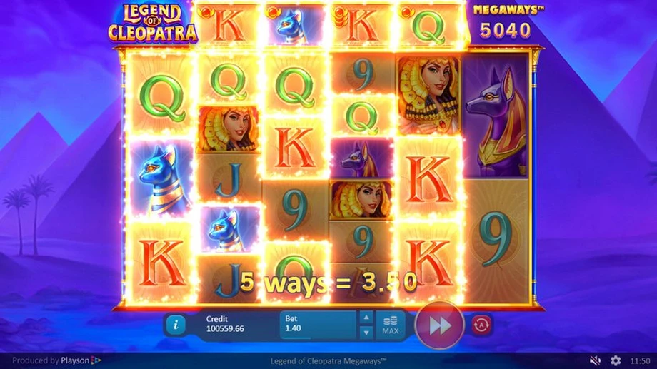 Captura del juego Legend of Cleopatra Megaways, tragamonedas de Playson disponible en 1win