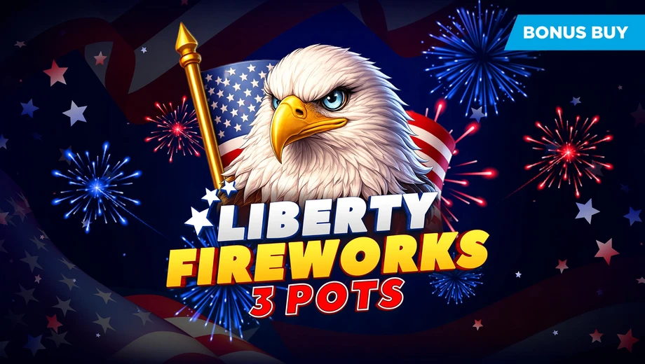 Banner de Liberty Fireworks, tragamonedas de Evoplay disponible en 1win