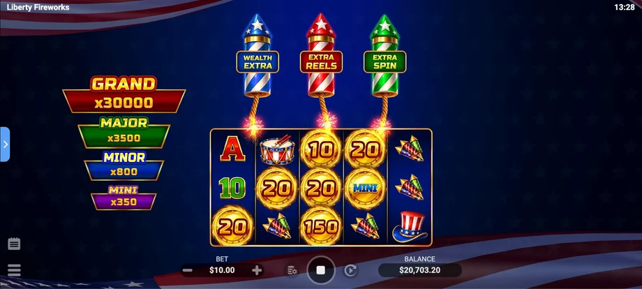 Captura del juego Liberty Fireworks, tragamonedas de Evoplay disponible en 1win
