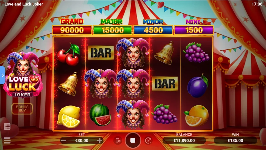 Captura del juego Love and Luck Joker, tragamonedas de Evoplay disponible en 1win