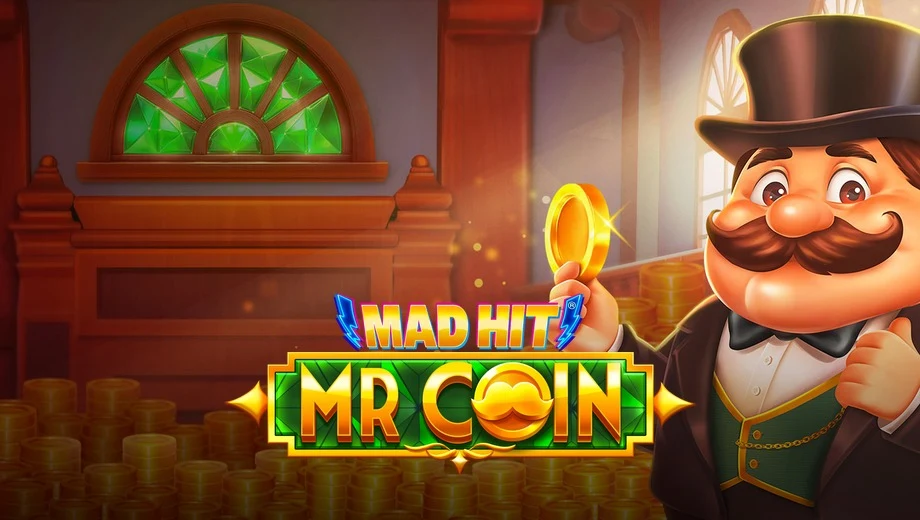 Banner de Mad Hit Mr Coin, tragamonedas de RubyPlay disponible en 1win