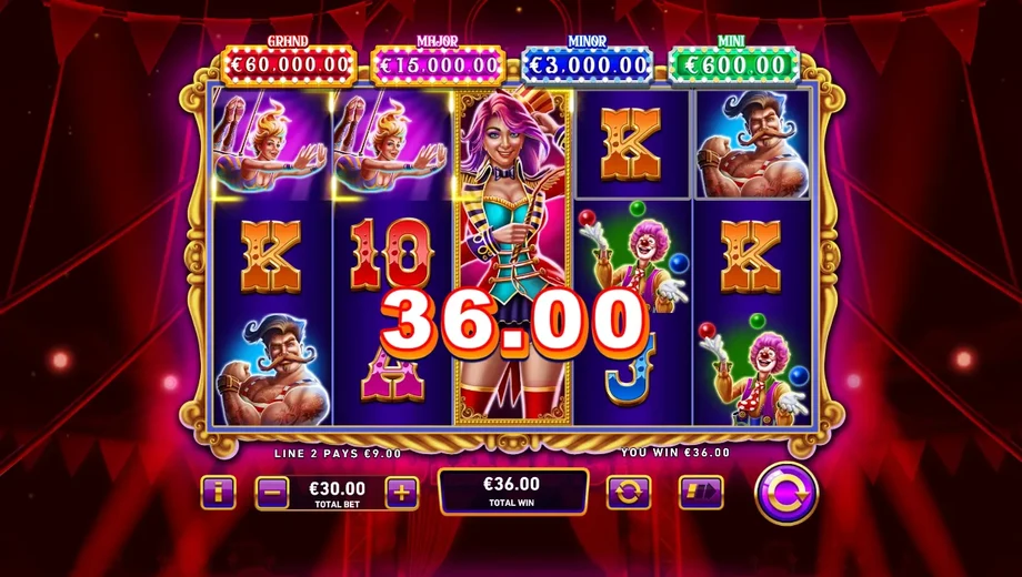 Captura del juego Mega Fire Blaze Big Circus, tragamonedas de Playtech disponible en 1win