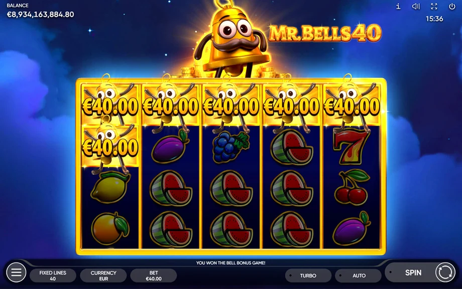 Captura del juego Mr. Bells 40, tragamonedas de Endorphina disponible en 1win