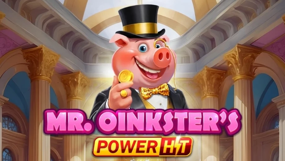Banner de Mr. Oinkster's Power Hit, tragamonedas de Booming Games disponible en 1win
