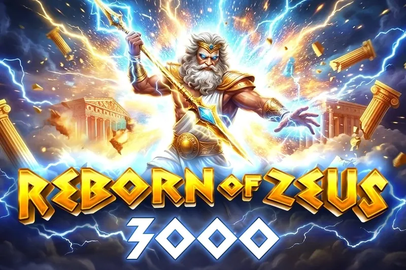 Banner de Reborn of Zeus 3000, tragamonedas de Tom Horn Gaming disponible en 1win