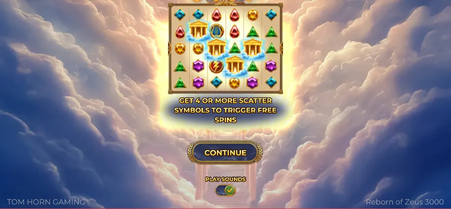Captura del juego Reborn of Zeus 3000, tragamonedas de Tom Horn Gaming disponible en 1win