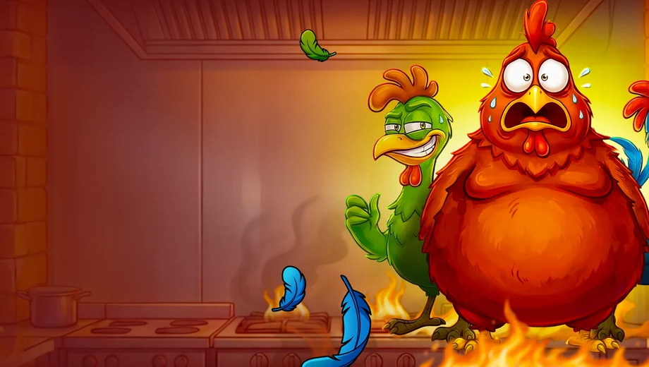 Banner de Red Hot Chilli Chickens, tragamonedas de BGaming disponible en 1win