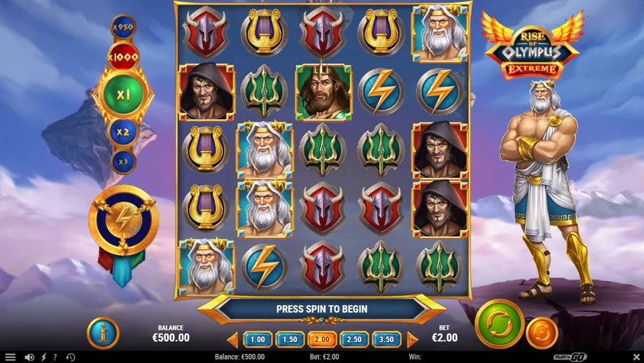 Captura del juego Rise of Olympus Extreme, tragamonedas de Play’n GO disponible en 1win