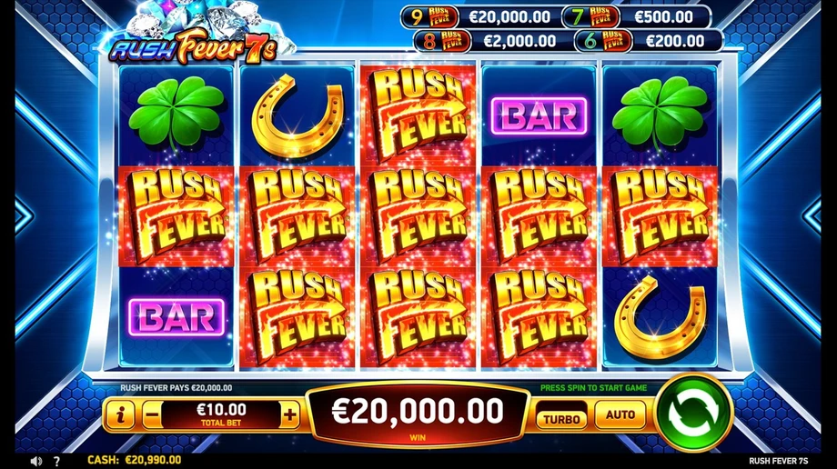 Captura del juego Rush Fever 7s, tragamonedas de RubyPlay disponible en 1win
