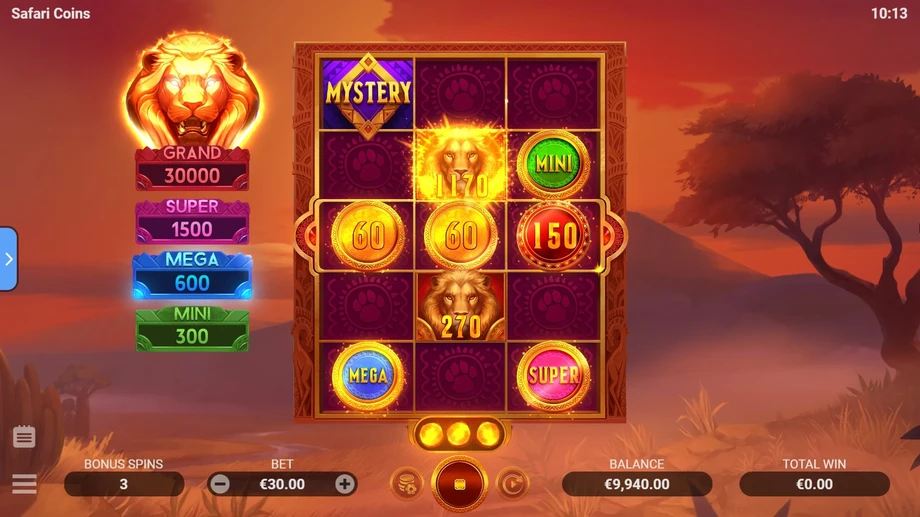 Captura del juego Safari Coins: Heart of Africa, tragamonedas de Evoplay disponible en 1win