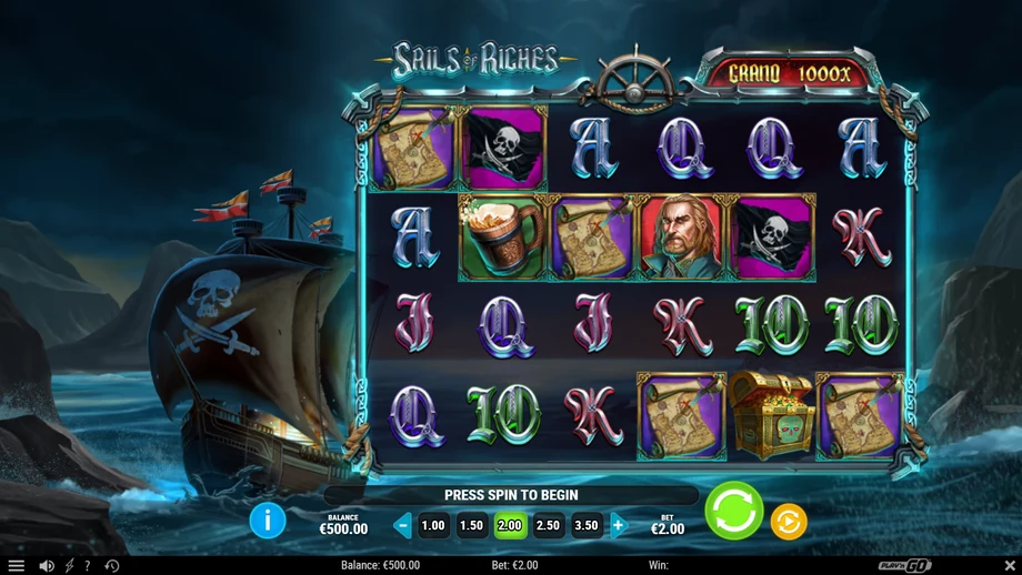Captura del juego Sails of Riches, tragamonedas de Play’n GO disponible en 1win