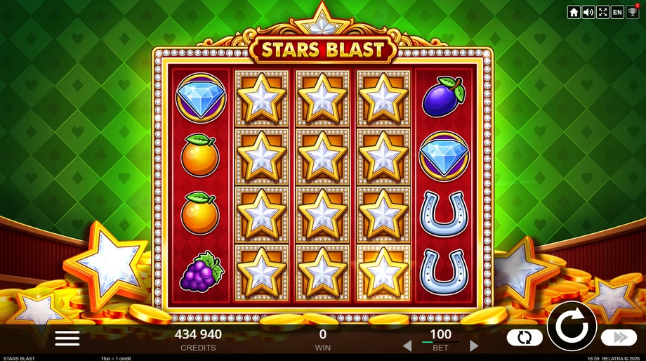 Captura del juego Stars Blast, tragamonedas de Belatra disponible en 1win