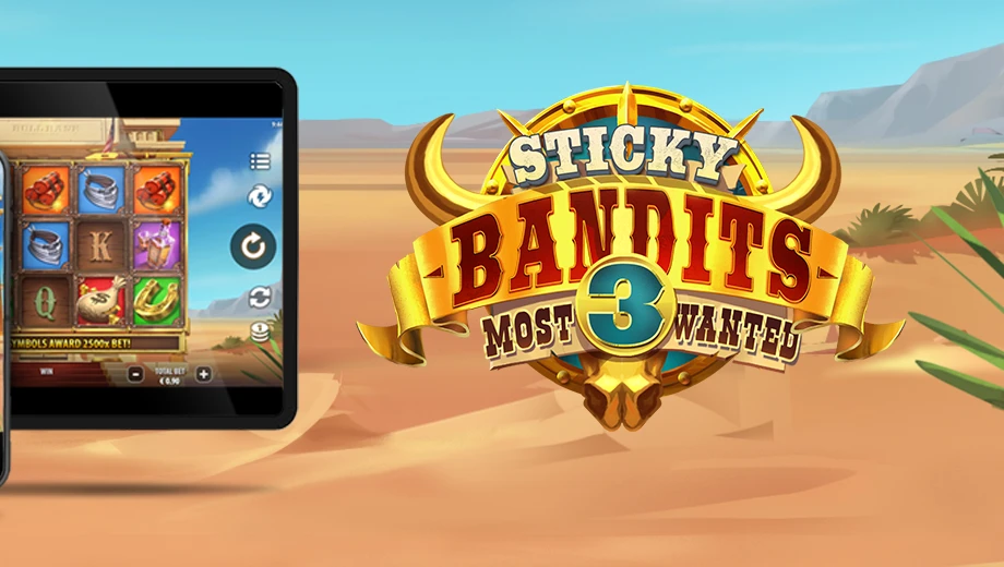 Banner de Sticky Bandits 3: Most Wanted, tragamonedas de Quickspin disponible en 1win