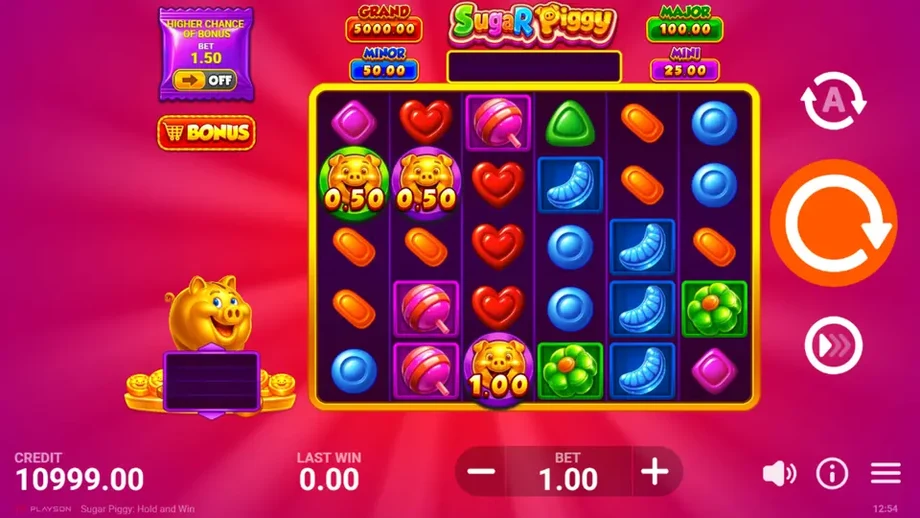 Captura del juego Sugar Piggy: Hold and Win, tragamonedas de Playson disponible en 1win