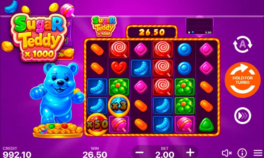 Captura del juego Sugar Teddy X1000, tragamonedas de Playson disponible en 1win