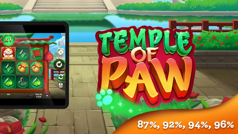 Banner de Temple of Paw, tragamonedas de Quickspin disponible en 1win