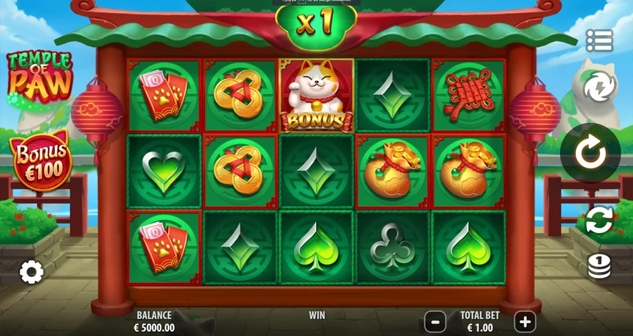 Captura del juego Temple of Paw, tragamonedas de Quickspin disponible en 1win