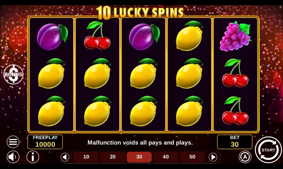 Captura del juego TenLuckySpins, tragamonedas de 1spin4win disponible en 1win