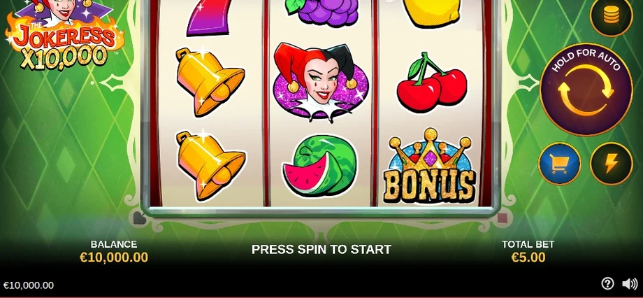 Captura del juego The Jokeress 10000, tragamonedas de Playtech disponible en 1win