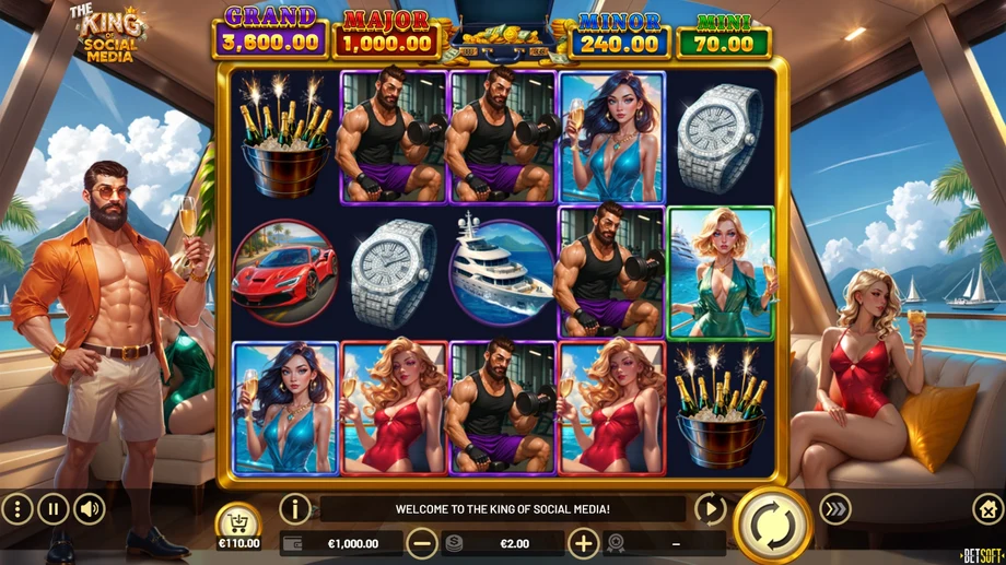Captura del juego The King of Social Media – Hold & Win™, tragamonedas de Betsoft disponible en 1win
