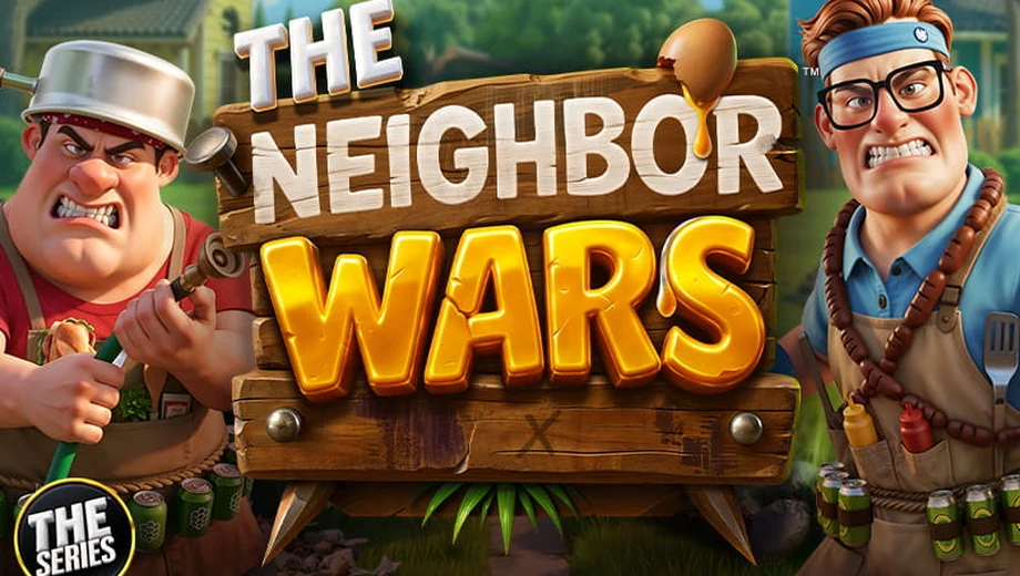 Banner de The Neighbour Wars™, tragamonedas de Betsoft disponible en 1win
