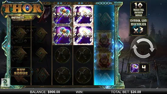 Captura del juego Thor Infinity Reels, tragamonedas de Yggdrasil disponible en 1win