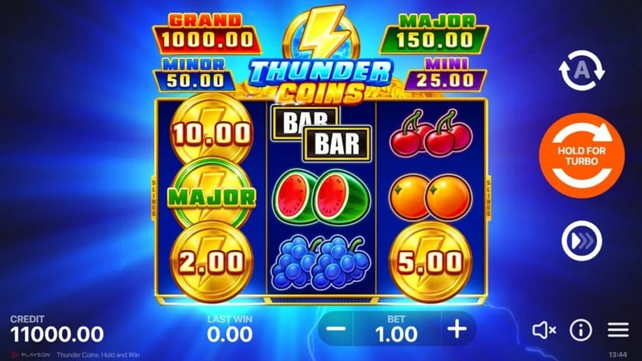 Captura del juego Thunder Coins: Hold and Win, tragamonedas de Playson disponible en 1win