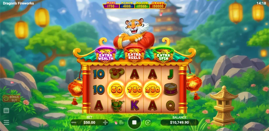 Captura del juego Tiger of Fortune, tragamonedas de Evoplay disponible en 1win