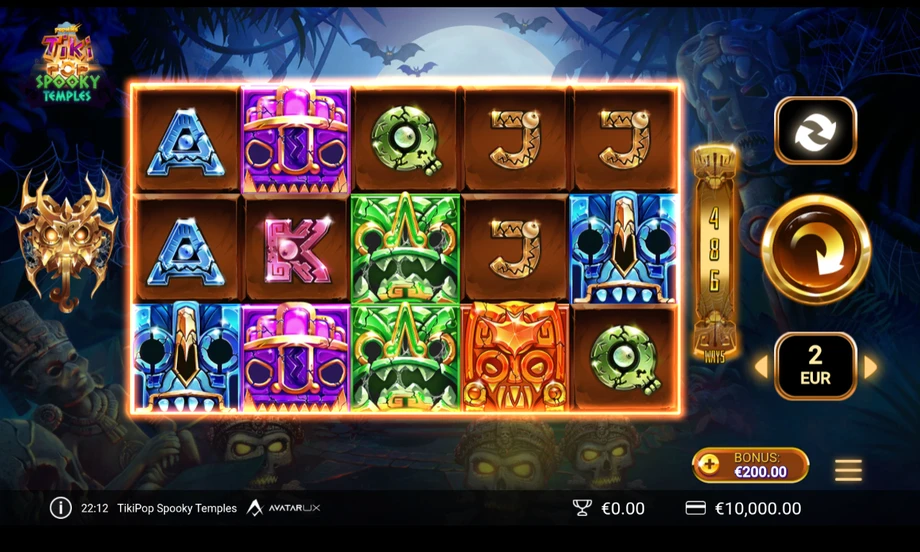 Captura del juego TikiPop Spooky Temples, tragamonedas de AvatarUX disponible en 1win