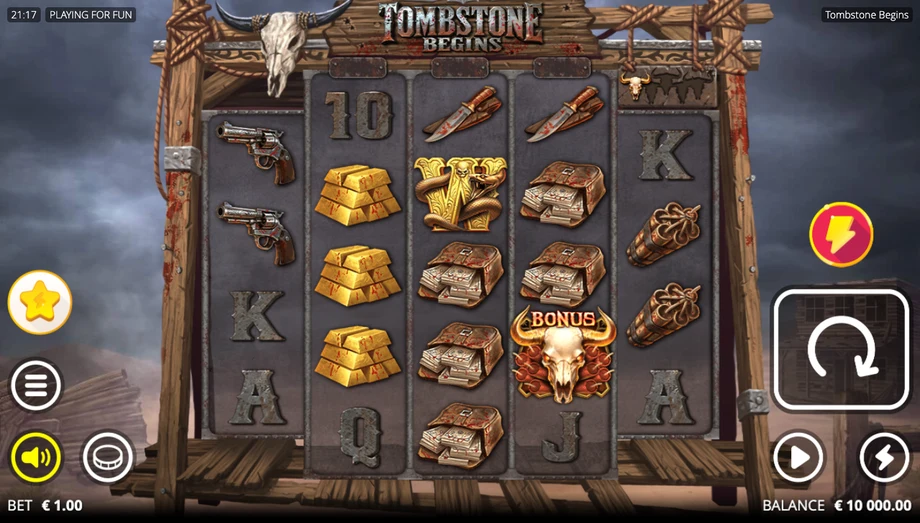 Captura del juego Tombstone Begins, tragamonedas de Nolimit City disponible en 1win