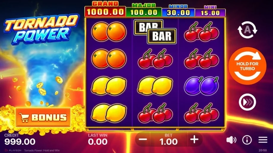 Captura del juego Tornado Power: Hold and Win, tragamonedas de Playson disponible en 1win