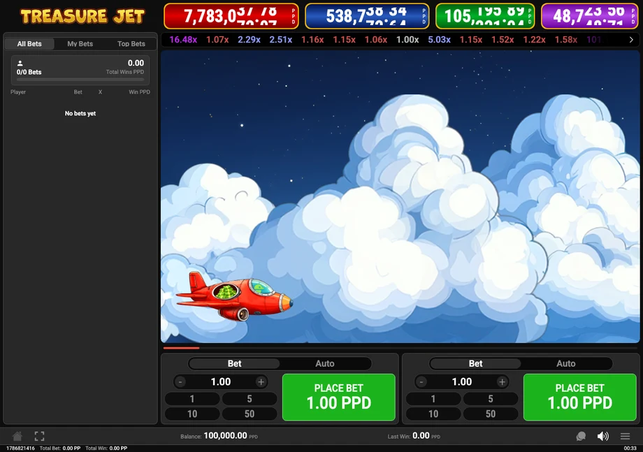 Captura del juego Treasure Jet, tragamonedas de Pateplay disponible en 1win
