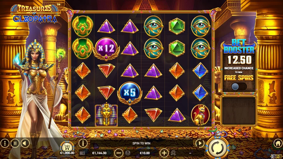 Captura del juego Treasures Of Cleopatra, tragamonedas de Betsoft disponible en 1win
