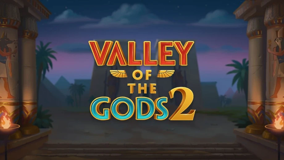 Banner de Valley of the Gods 2, tragamonedas de Yggdrasil disponible en 1win