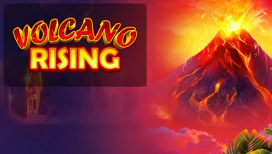 Banner de Volcano Rising, tragamonedas de RubyPlay disponible en 1win