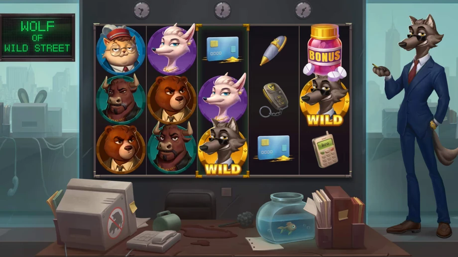 Captura del juego Wolf of Wild Street, tragamonedas de GameBeat disponible en 1win