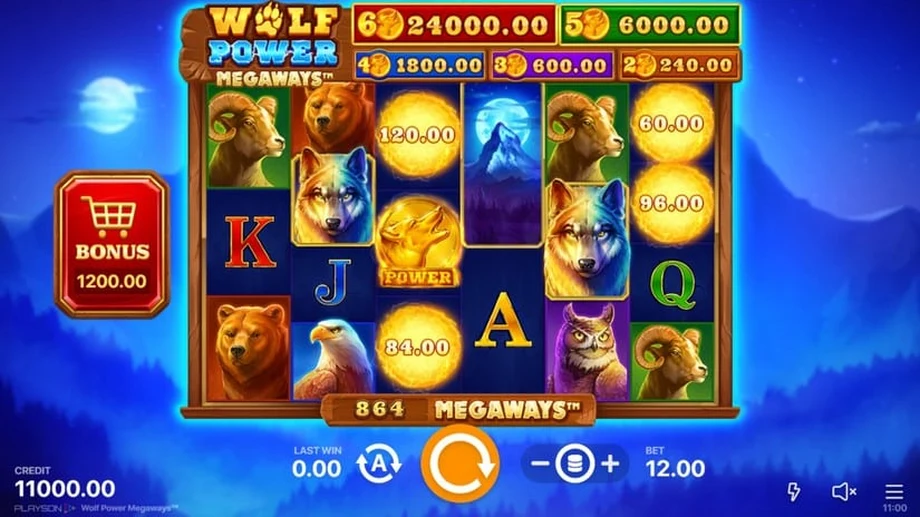 Captura del juego Wolf Power Megaways, tragamonedas de Playson disponible en 1win