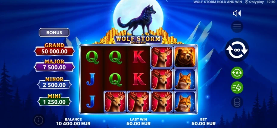 Captura del juego Wolf Storm: Hold & Win, tragamonedas de Onlyplay disponible en 1win