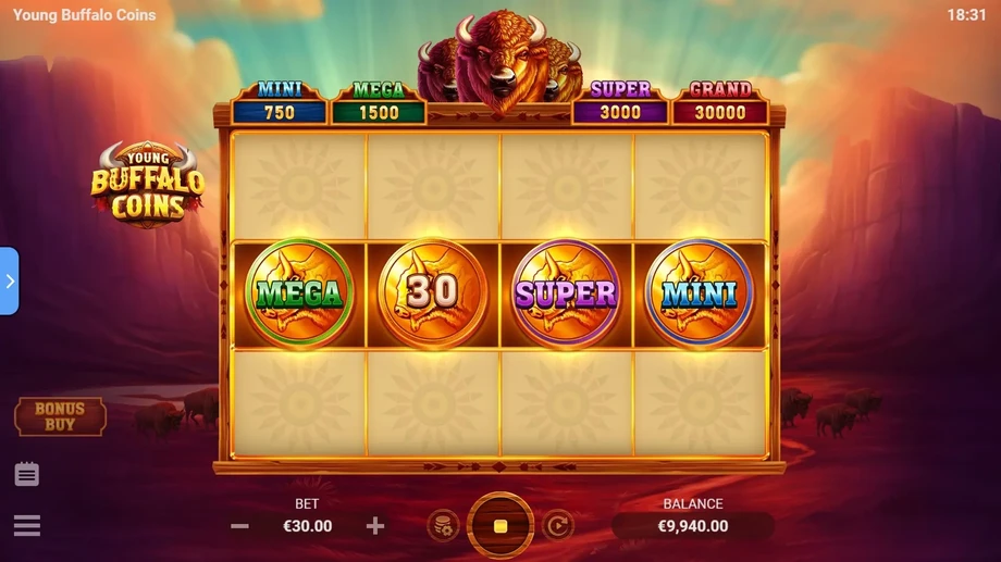 Captura del juego Young Buffalo Coins Special, tragamonedas de Evoplay disponible en 1win